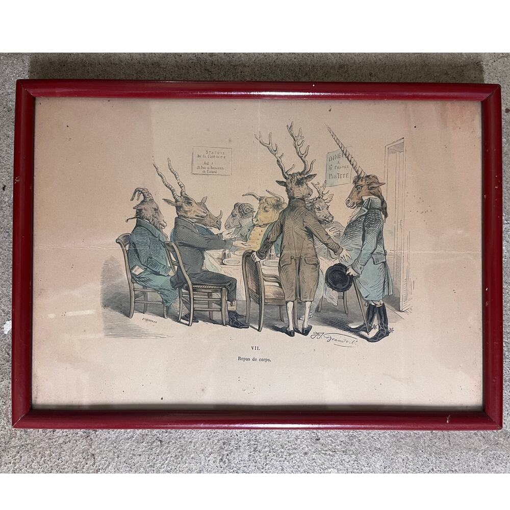 Jean Jacques Grandville (French 19thC)  Metamorphoses print - Repas de Corps